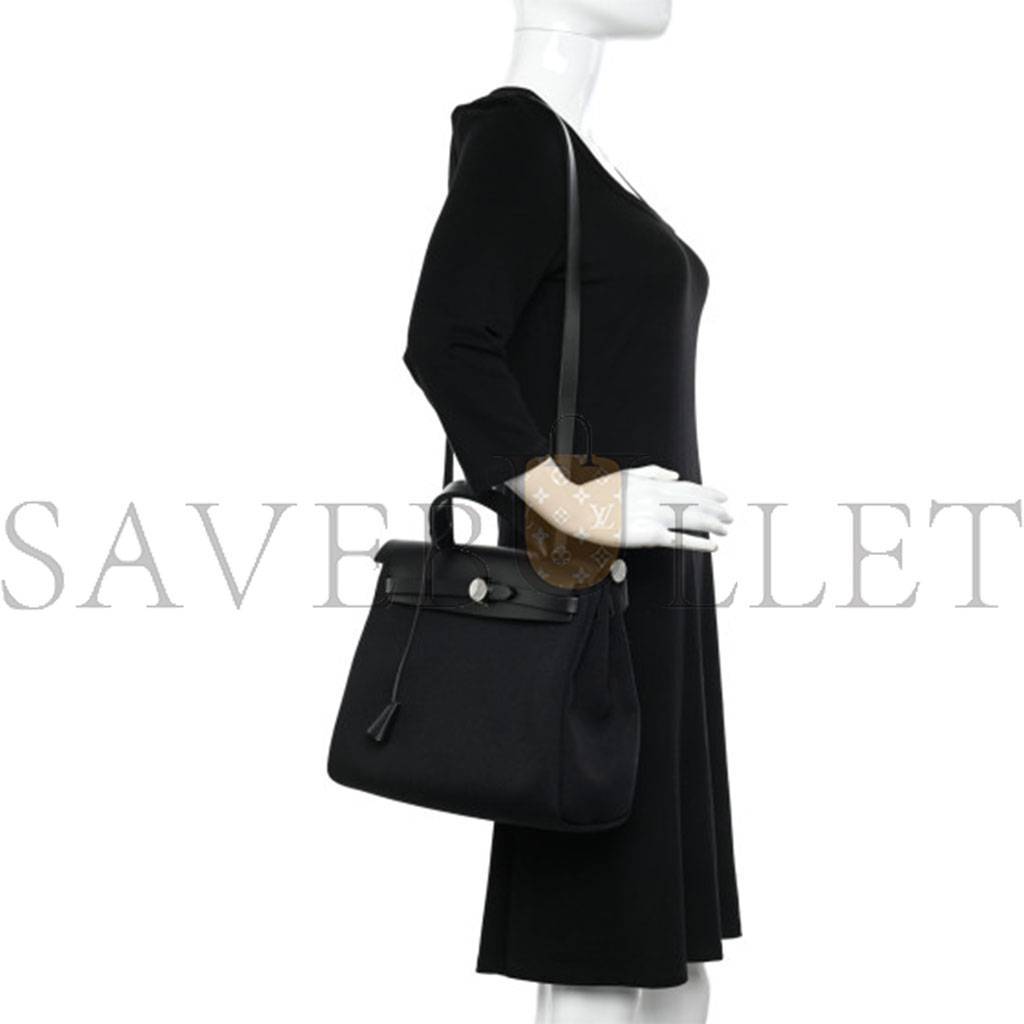 H**mes military toile vache hunter herbag zip pm 31 black (30*23*10cm)